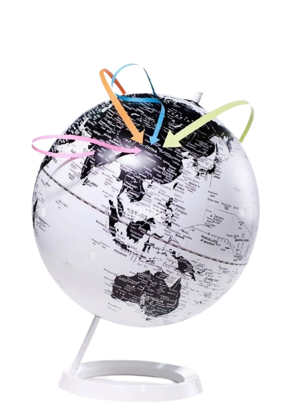 Globe showing China and Asia-Pacific region